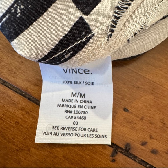 Vince Women's Black/White 100% Silk Tank Top - Size Medium - Picture 3 of 7
